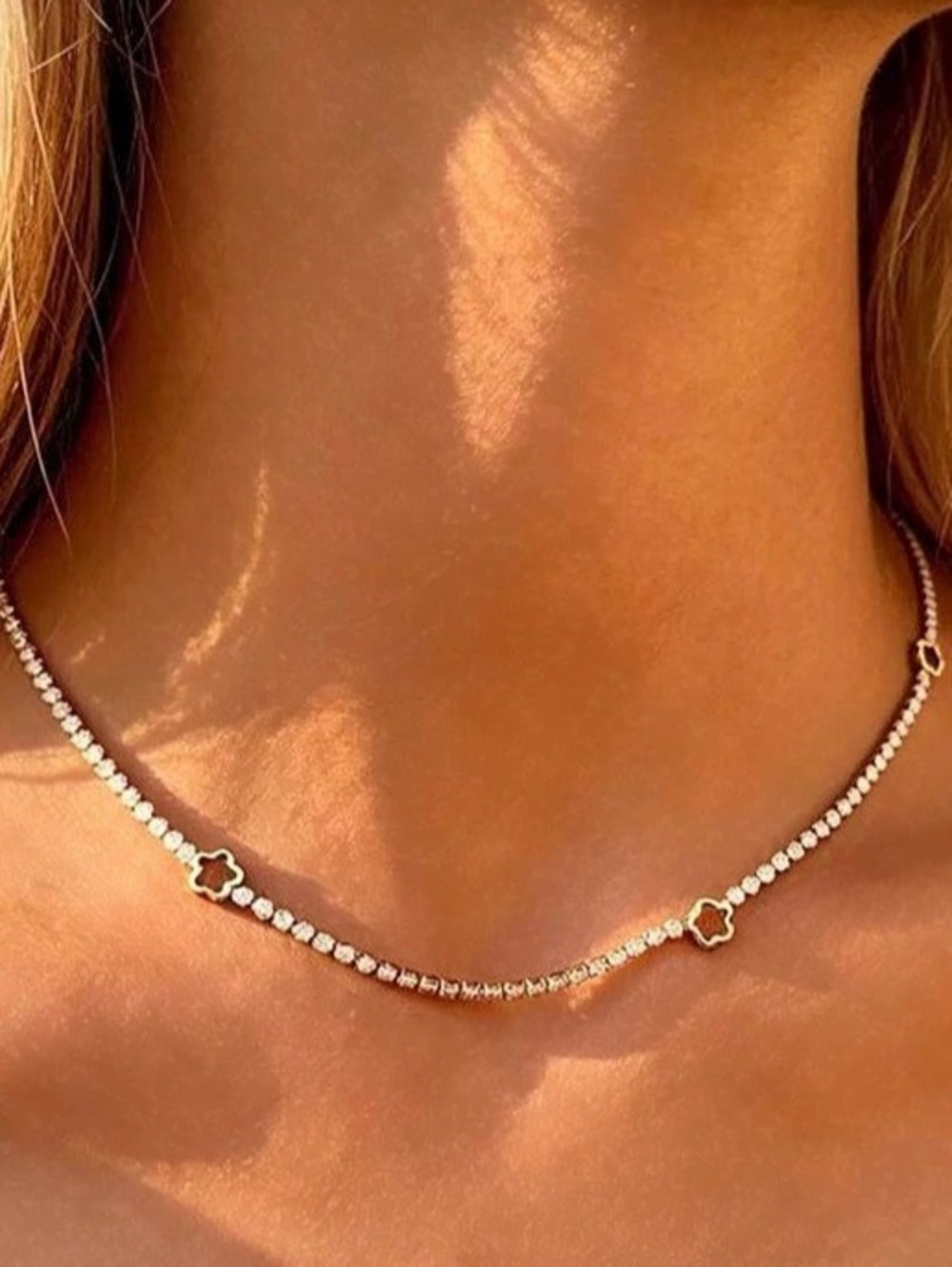 Gold Plated Zirconia Stainless Steel Necklace